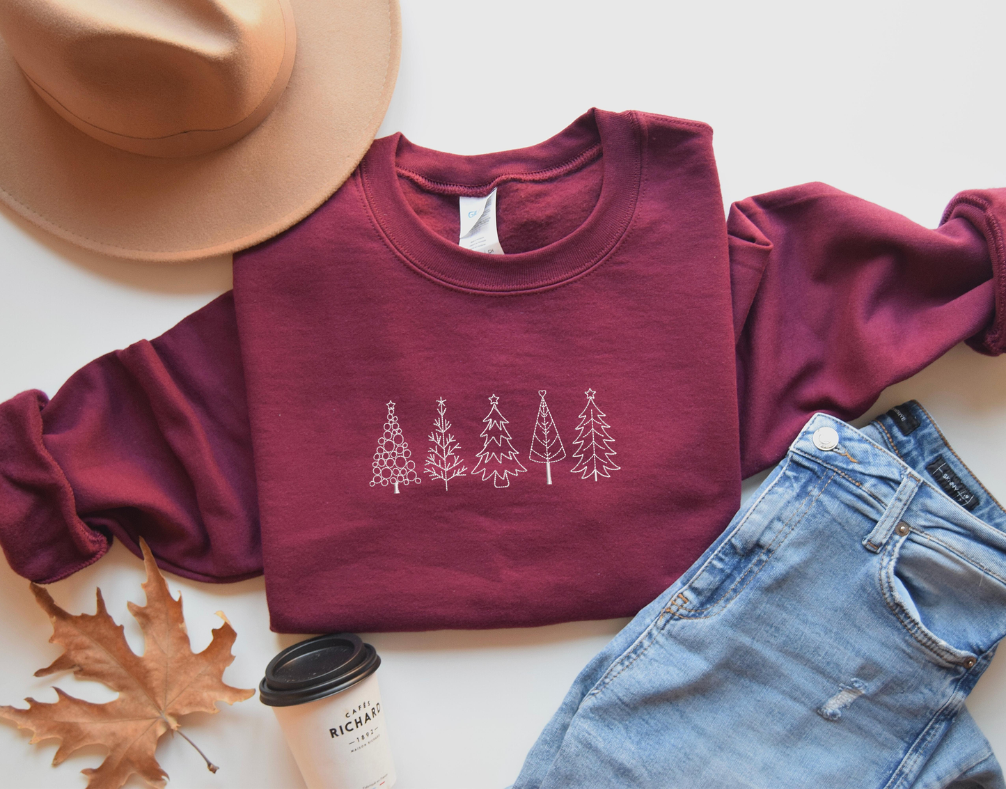 Embroidered Pine Tree Sweatshirt