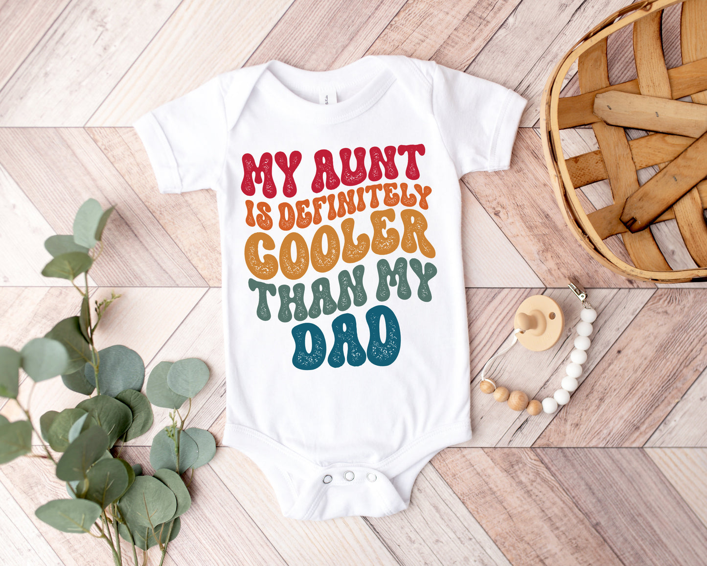 My Aunt is Definitely Cooler Than my Dad Onesie®, Retro Aunt Onesie®, Aunt Gift, Aunt Funny Onesie®, Baby Shower Gift, Retro Funny Baby