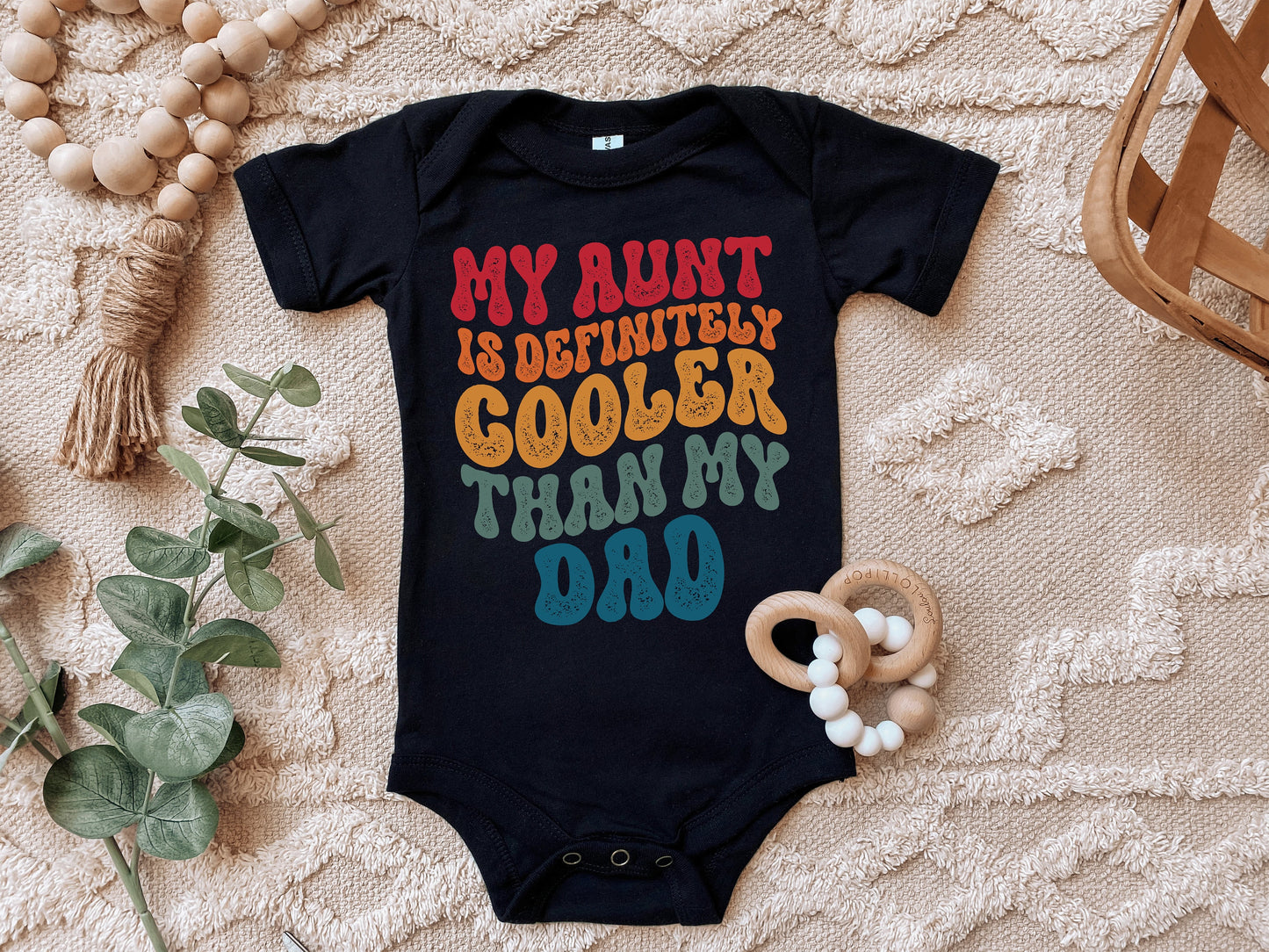 My Aunt is Definitely Cooler Than my Dad Onesie®, Retro Aunt Onesie®, Aunt Gift, Aunt Funny Onesie®, Baby Shower Gift, Retro Funny Baby