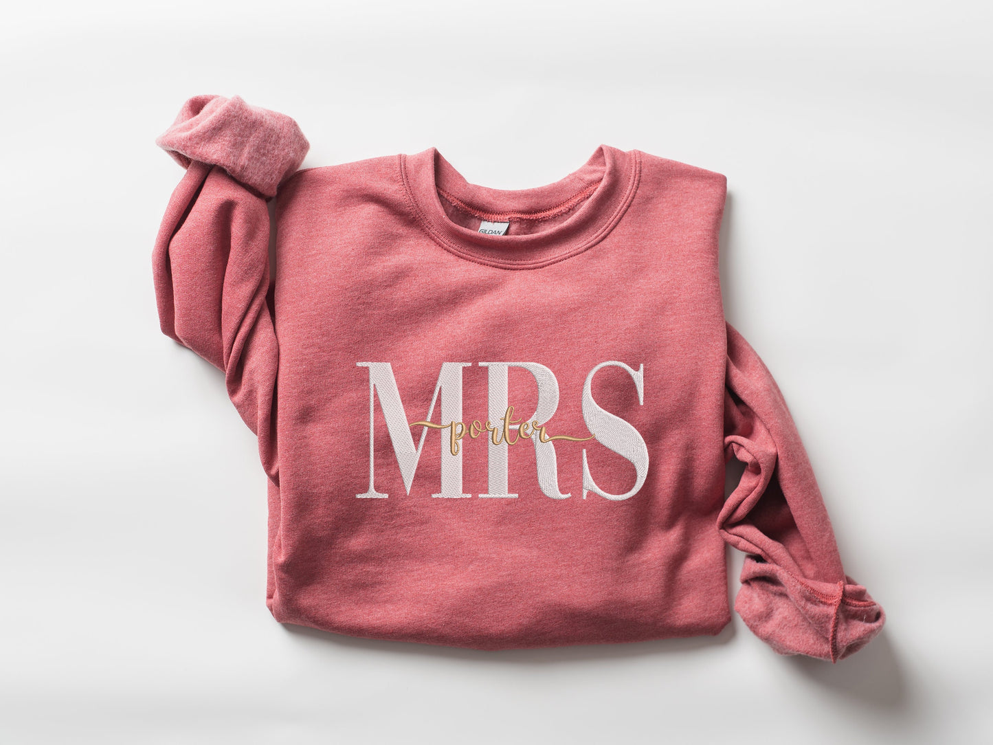 Custom Mrs. Embroidered Sweatshirt, Embroidered Bride Sweatshirt, Gift for Bride, Personalized Bride Embroidered Sweatshirt