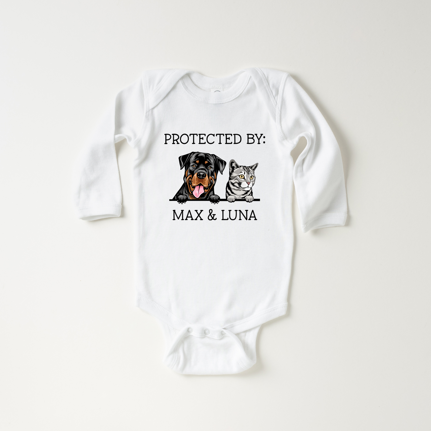 Protected By Pets Onesie - Custom Baby Onesie