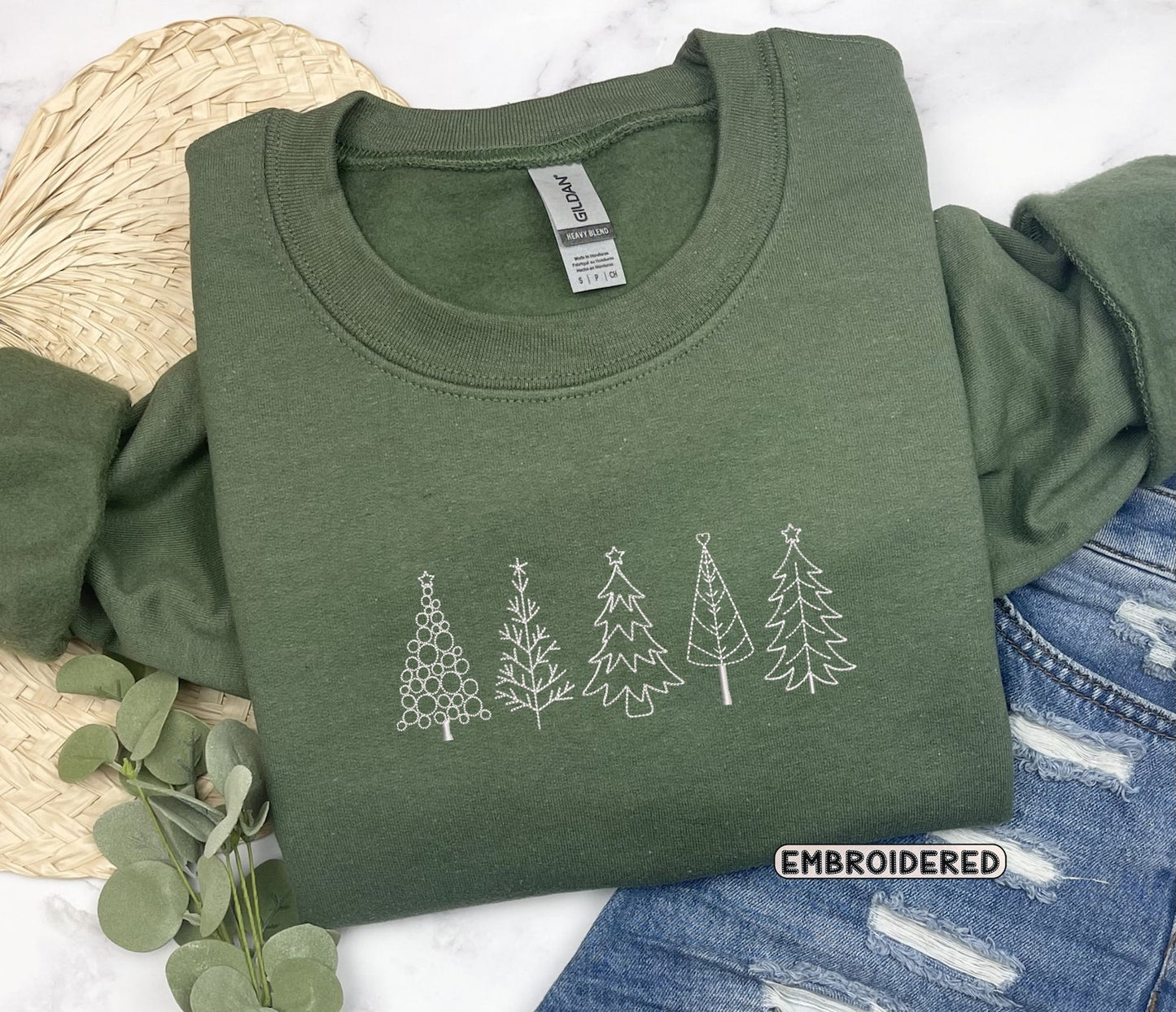 Embroidered Pine Tree Sweatshirt