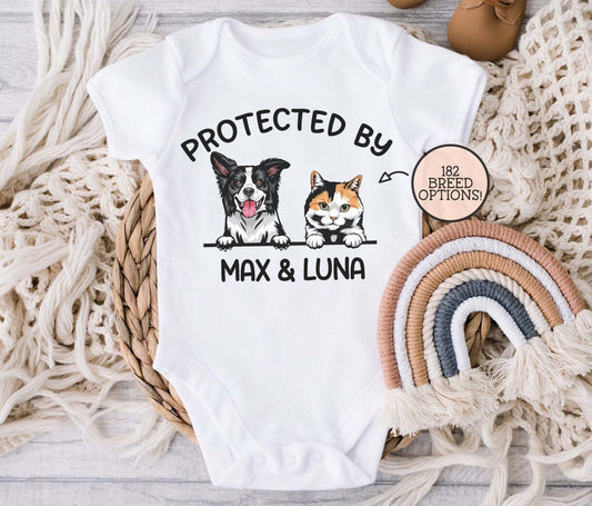 Protected By Pets Onesie - Custom Baby Onesie