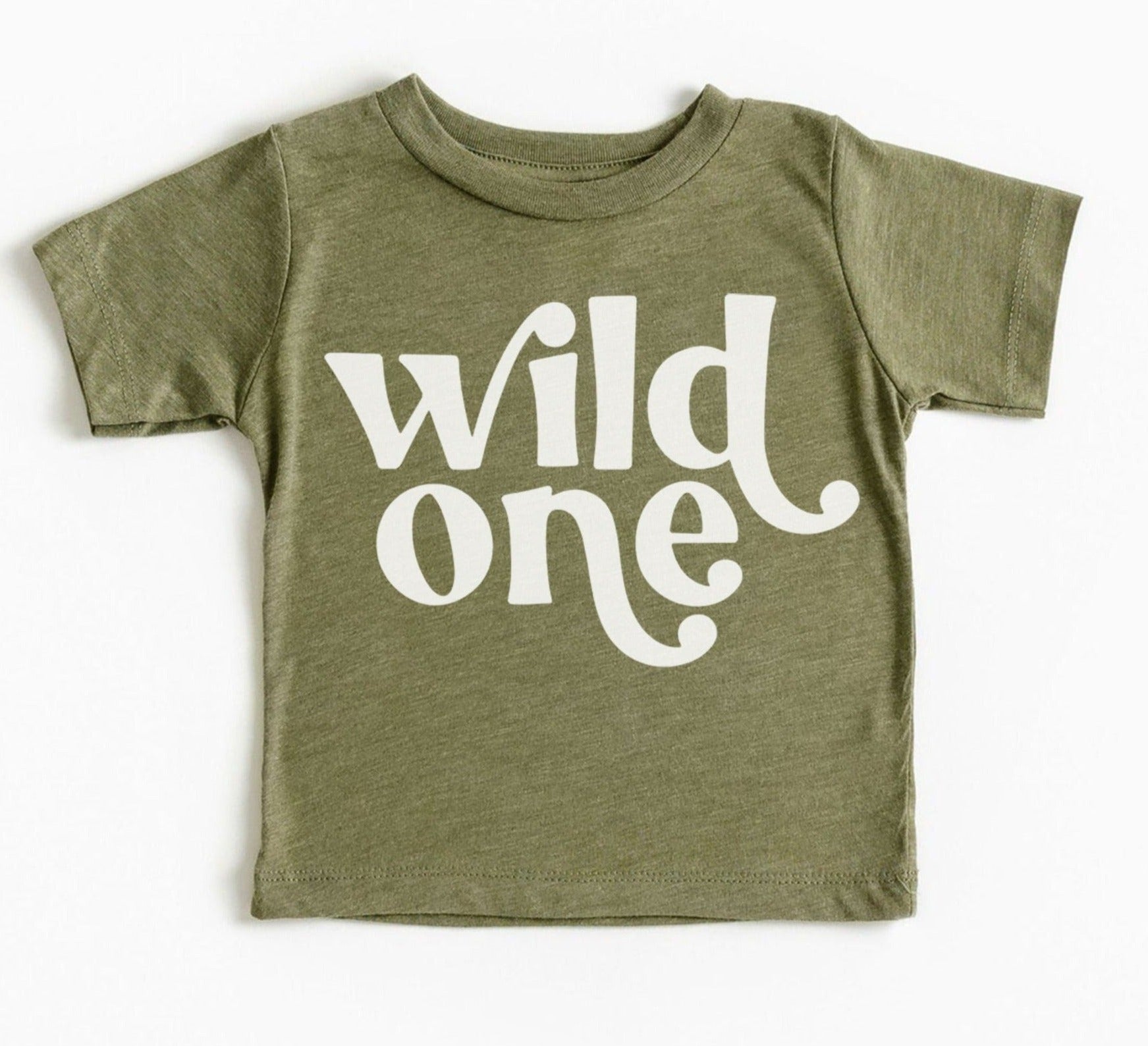 Wild One Shirt, Retro Wild One Shirt, First Birthday Outfit, Boy Wild One T-Shirt, Gender Neutral First Birthday, Olive Green