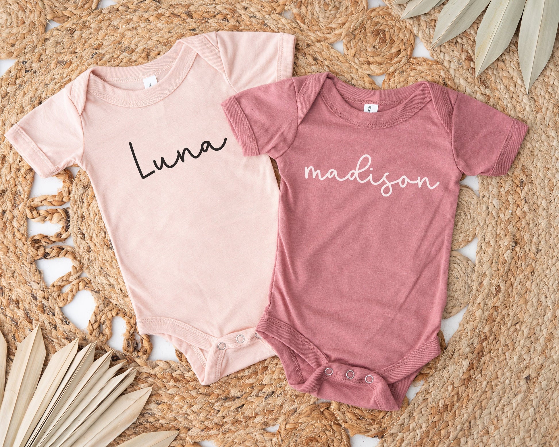 Girl Name Onesie®, Custom Baby Name Onesie®, Baby Announcement Onesie®, Bella & Canvas Pink, Newborn Girl Onesie