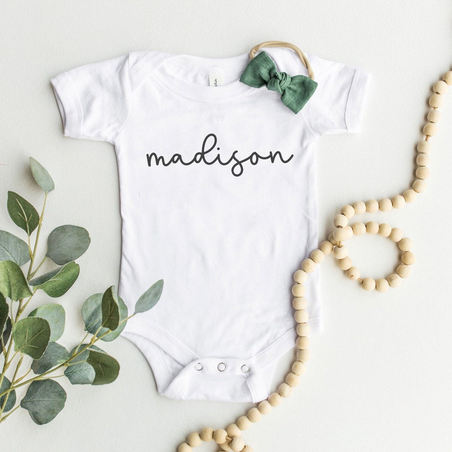 Girl Name Onesie®, Custom Baby Name Onesie®, Baby Announcement Onesie®, Bella & Canvas Pink, Newborn Girl Onesie