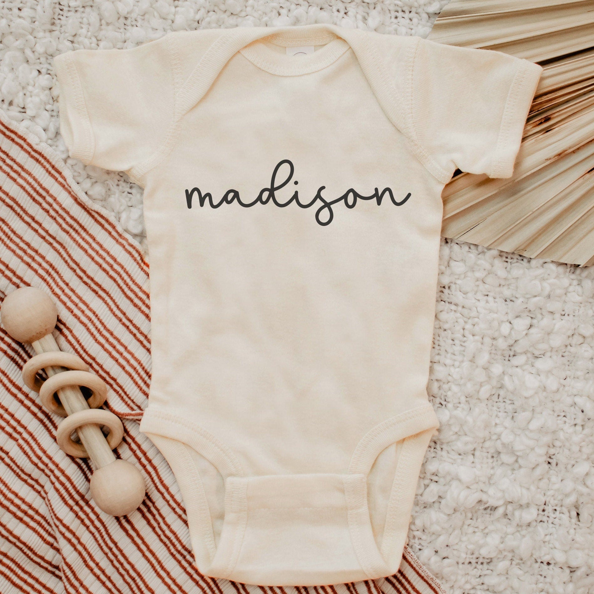 Girl Name Onesie®, Custom Baby Name Onesie®, Baby Announcement Onesie®, Bella & Canvas Pink, Newborn Girl Onesie