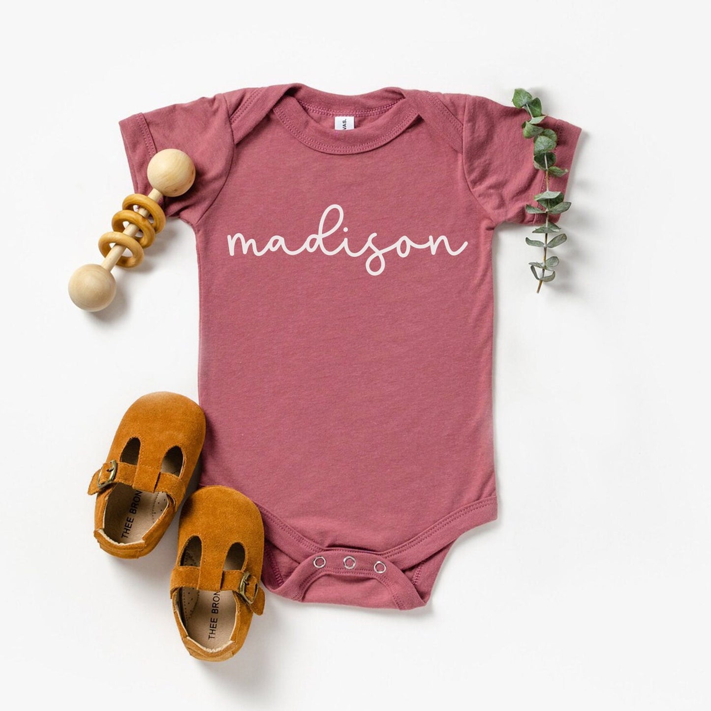 Girl Name Onesie®, Custom Baby Name Onesie®, Baby Announcement Onesie®, Bella & Canvas Pink, Newborn Girl Onesie