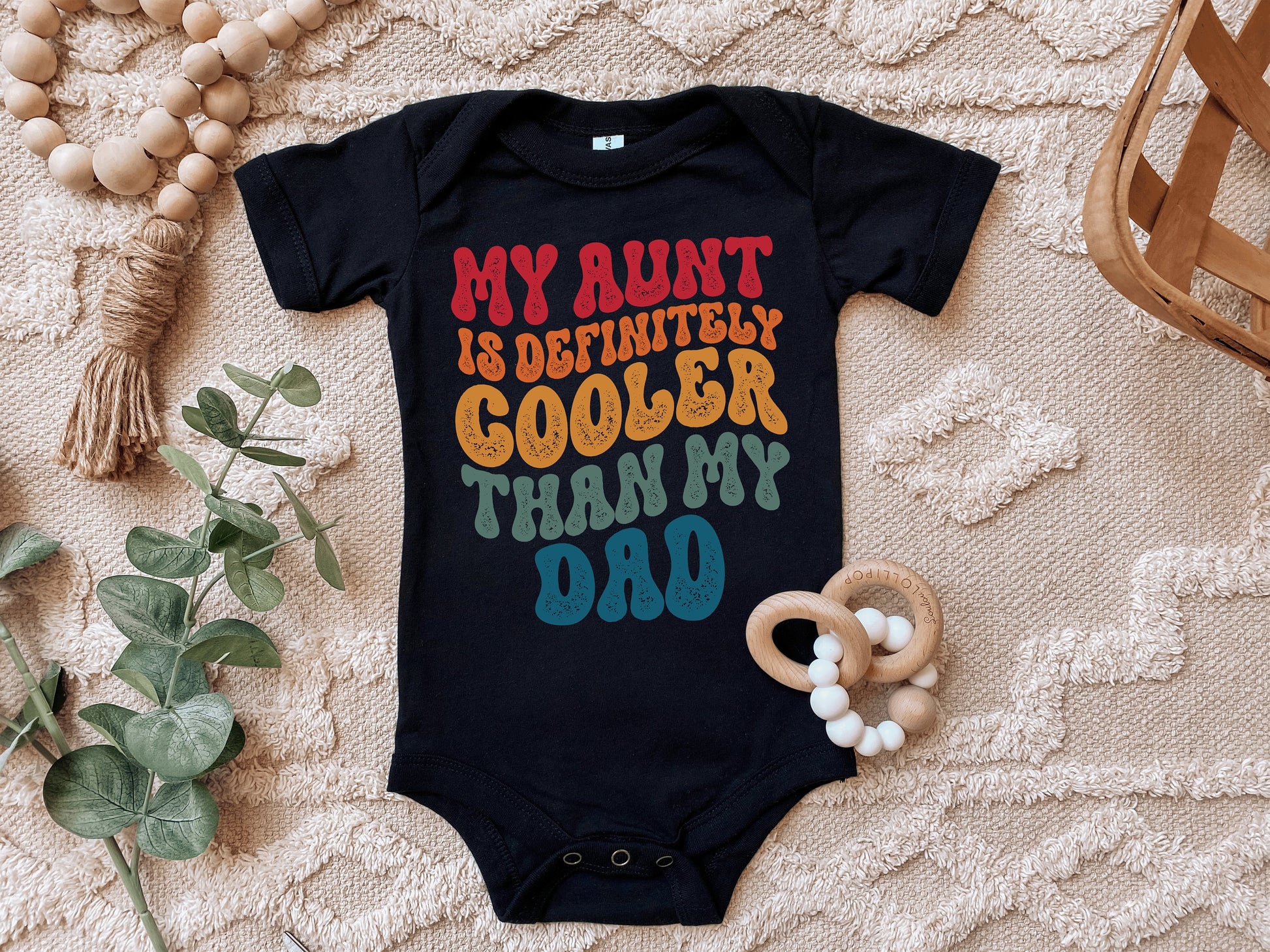 My Aunt is Definitely Cooler Than my Dad Onesie®, Retro Aunt Onesie®, Aunt Gift, Aunt Funny Onesie®, Baby Shower Gift, Retro Funny Baby