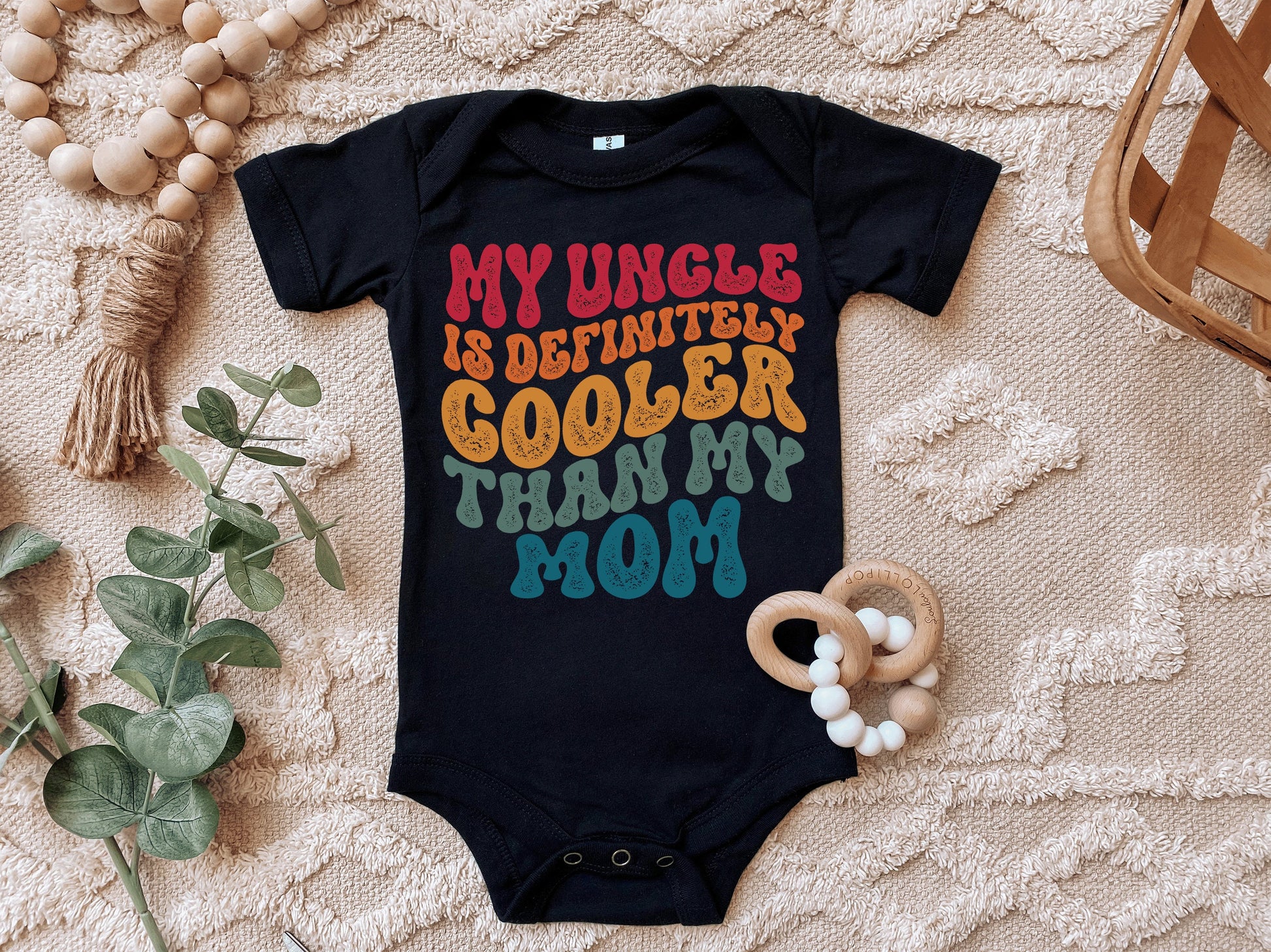 My uncle is Definitely Cooler Than my Mom Onesie®, Retro Uncle Onesie®, Uncle Gift, Funny Uncle Onesie®, Baby Shower Gift, Retro Funny Baby