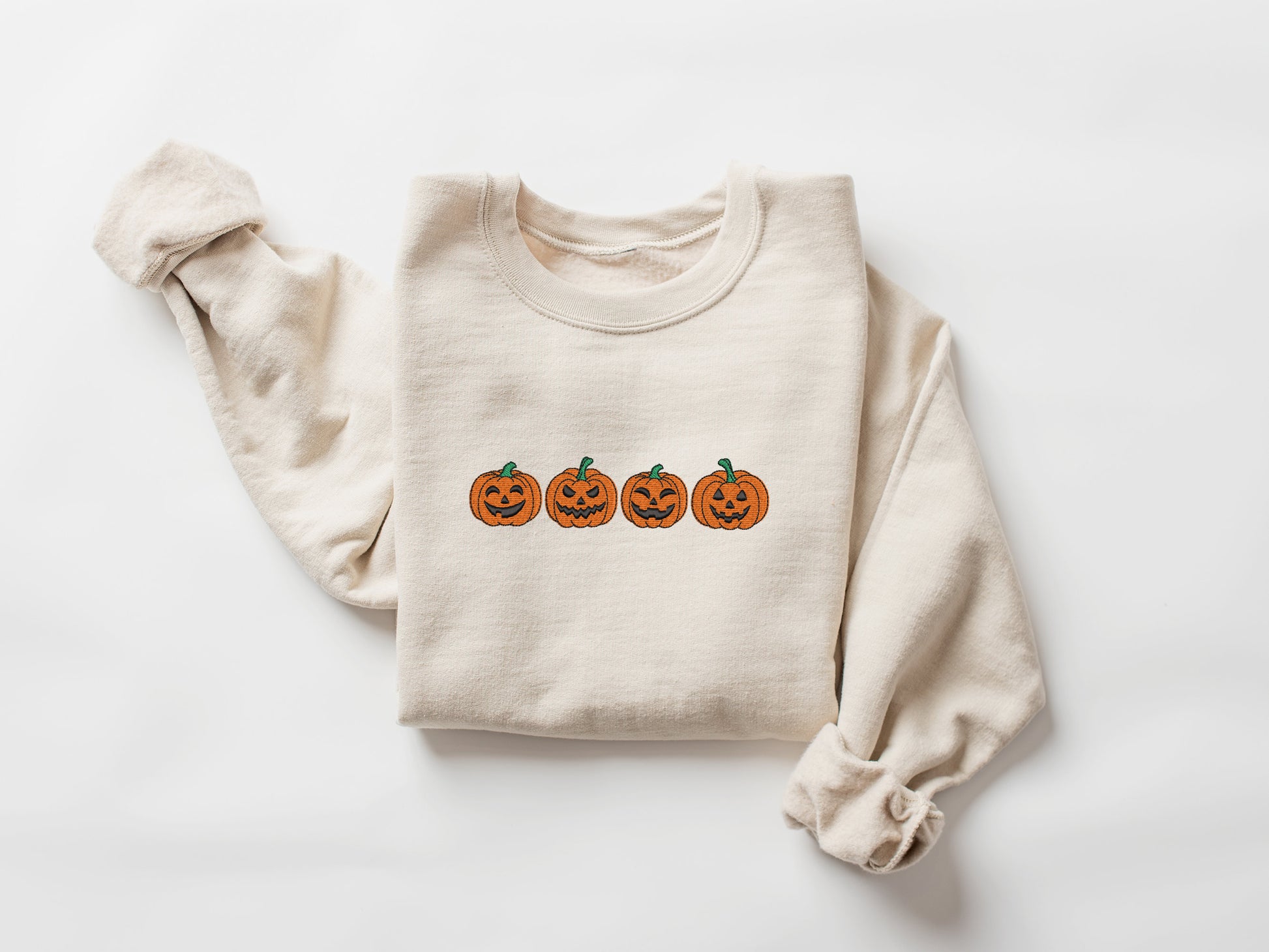 Embroidered Pumpkin Sweatshirt, Embroidered Fall Sweatshirt,Jack-o-Lantern Sweatshirt, Halloween Embroidered Sweatshirt, Spooky Season