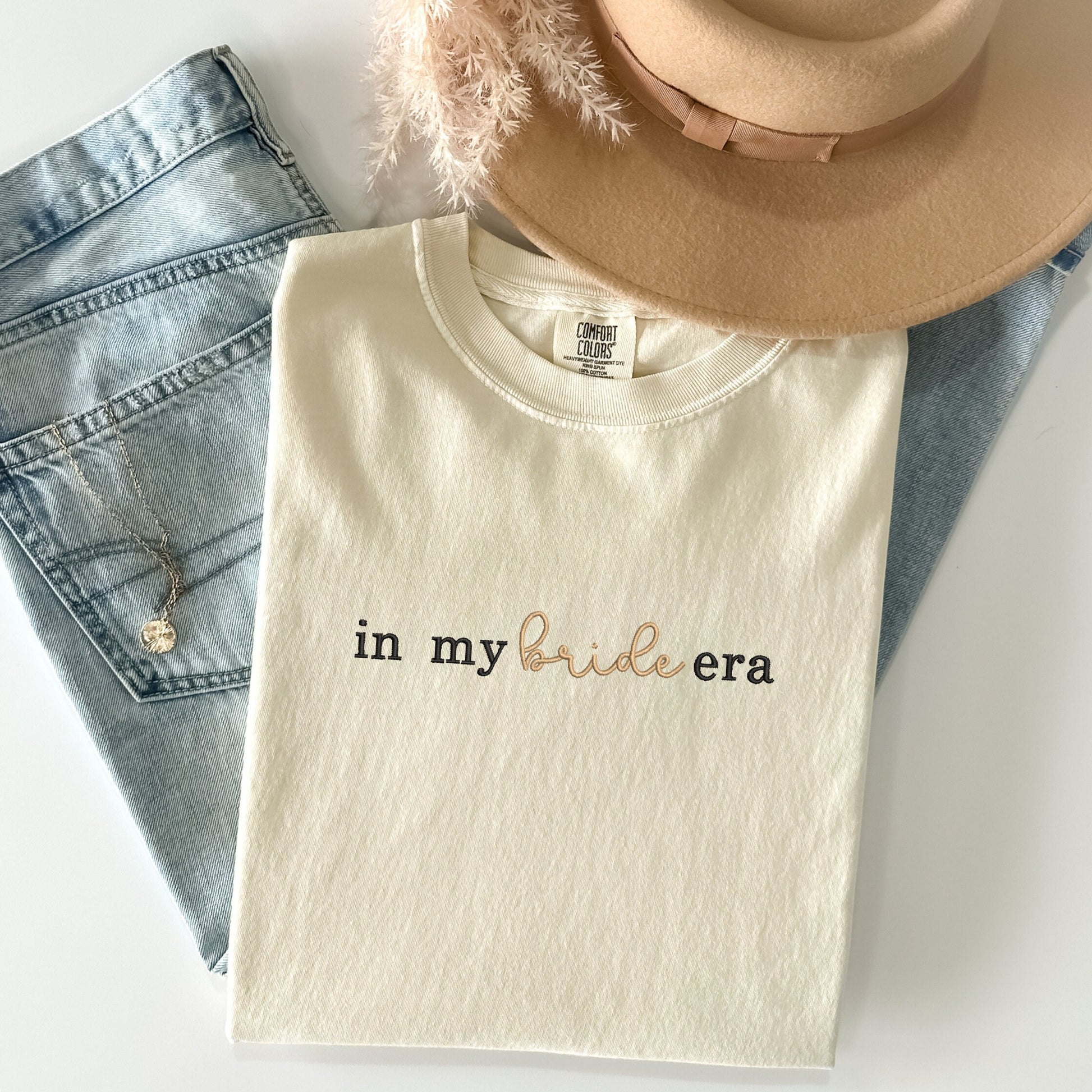 In My Bride Era Shirt, Gift for Bride to be, Embroidered Comfort Colors Shirt, Bride Shirt, Comfort Colors Bride