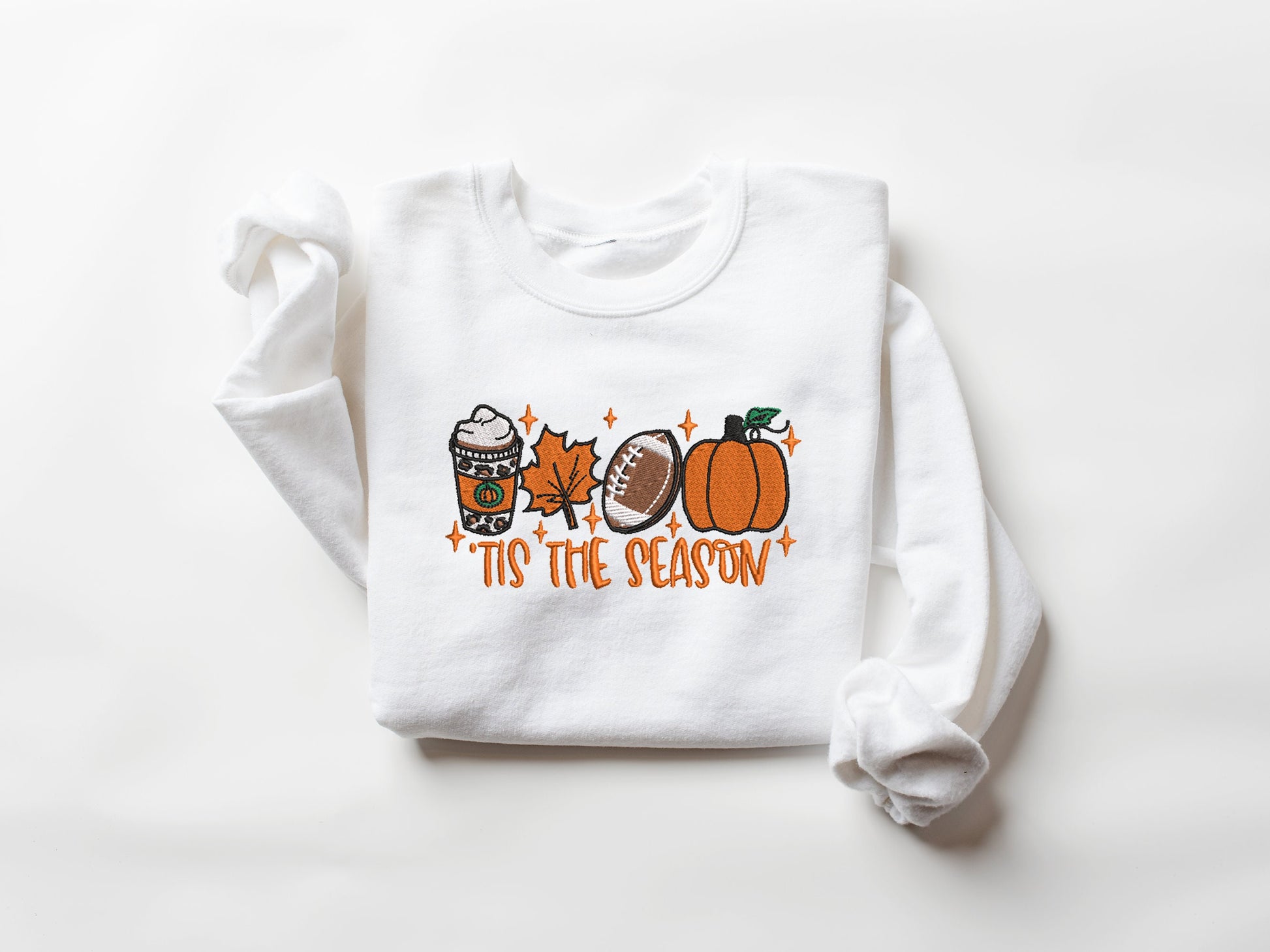 Embroidered Pumpkin Sweatshirt, Tis The Season Sweatshirt, Fall Embroidered Sweatshirt, Thanksgiving Sweatshirt, Coffee Football Fall