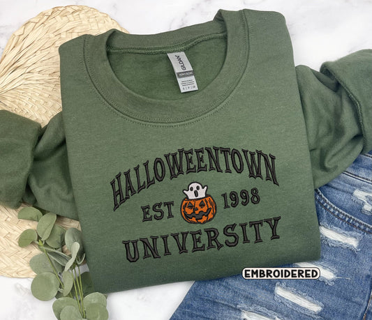 Embroidered Halloweentown Sweatshirt, Embroidered Fall Sweatshirt, Halloween Embroidered Sweatshirt, Spooky Season, Halloweentown University