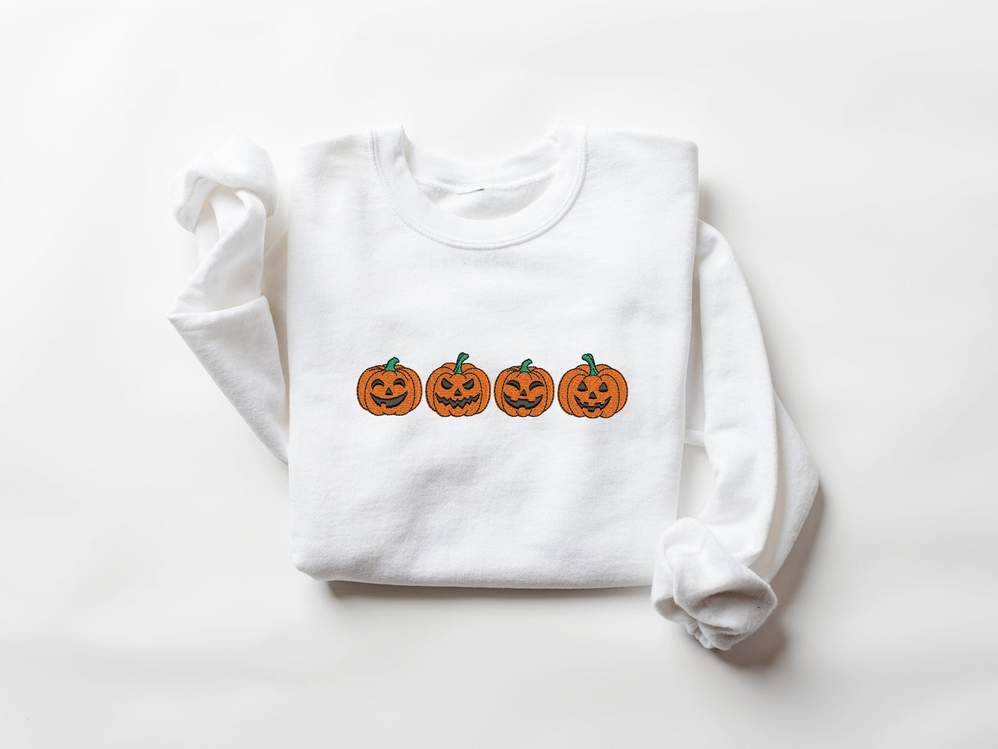 Embroidered Pumpkin Sweatshirt, Embroidered Fall Sweatshirt,Jack-o-Lantern Sweatshirt, Halloween Embroidered Sweatshirt, Spooky Season