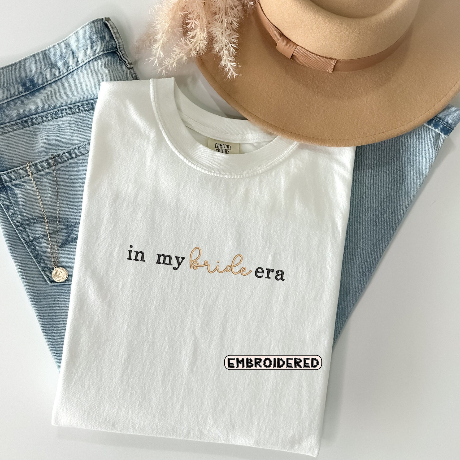 In My Bride Era Shirt, Gift for Bride to be, Embroidered Comfort Colors Shirt, Bride Shirt, Comfort Colors Bride