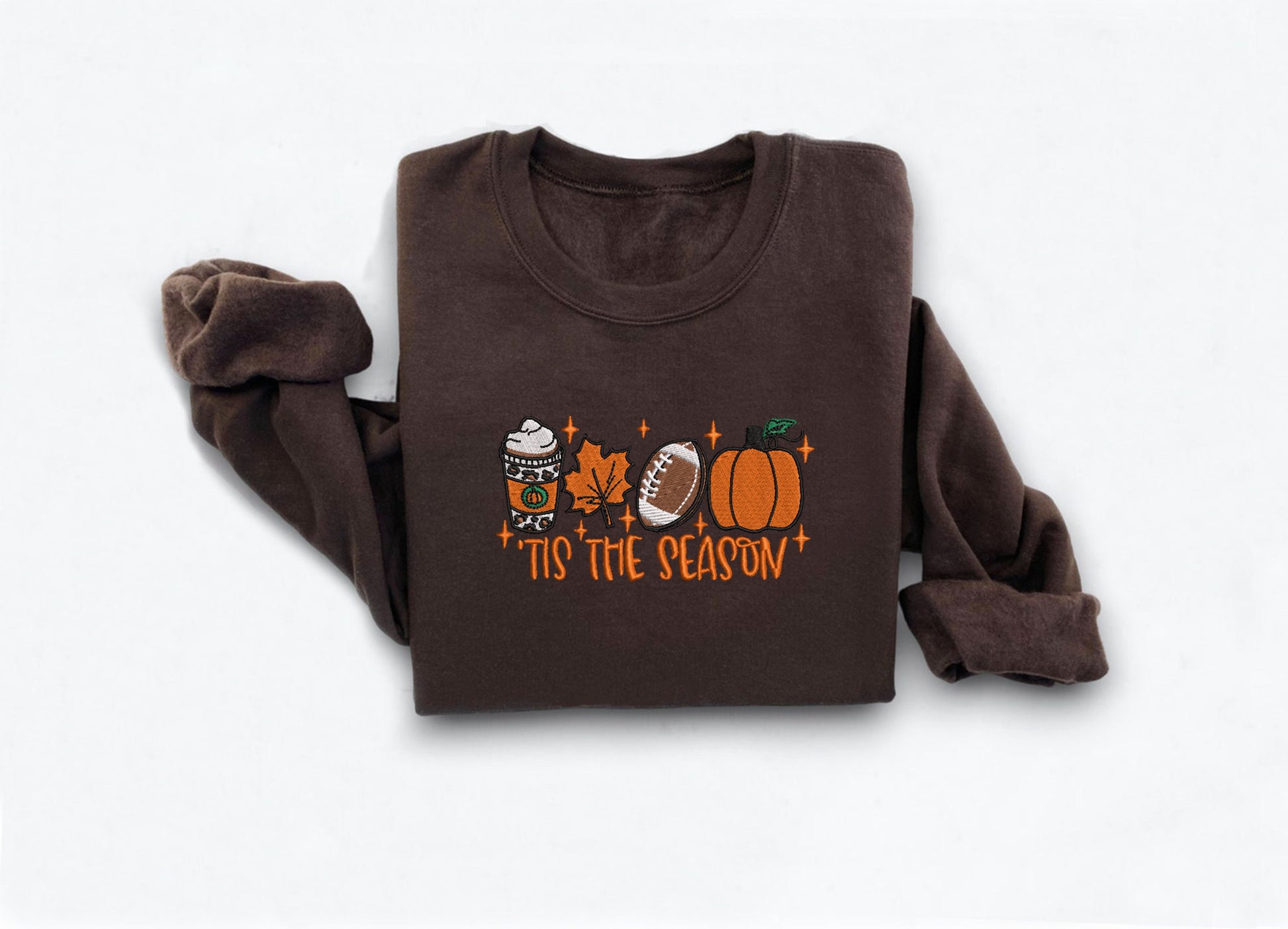 Embroidered Pumpkin Sweatshirt, Tis The Season Sweatshirt, Fall Embroidered Sweatshirt, Thanksgiving Sweatshirt, Coffee Football Fall