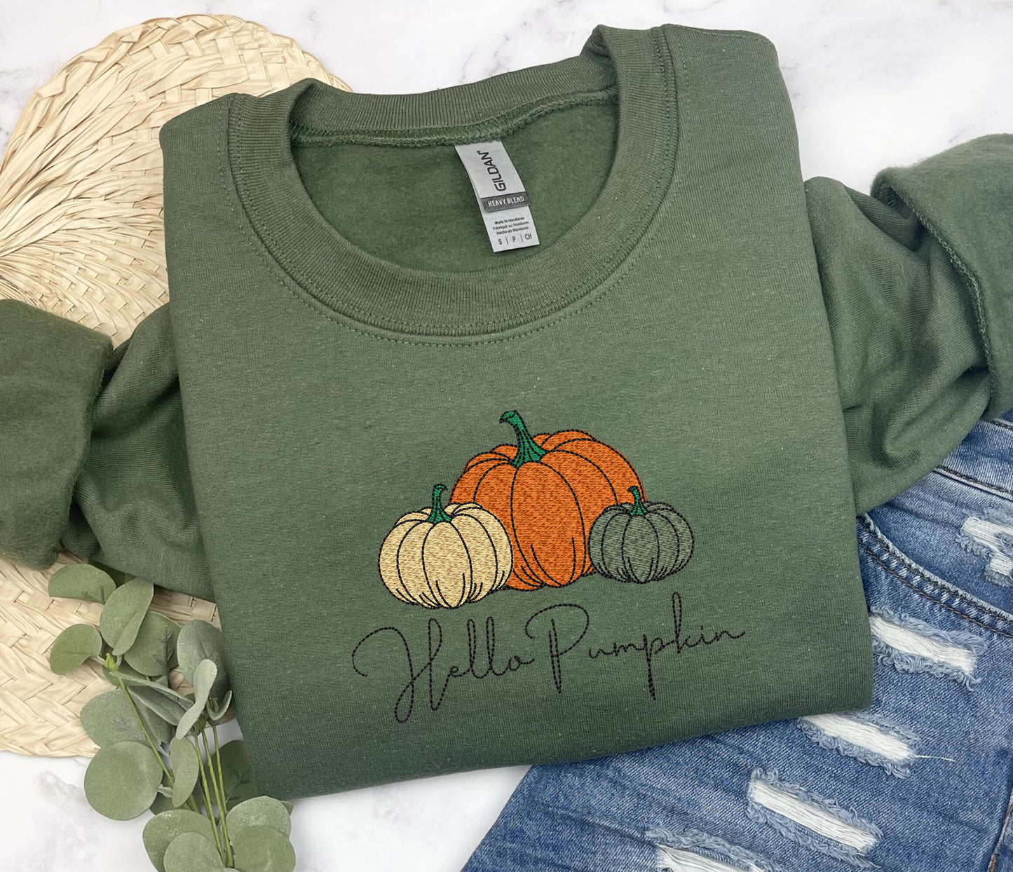 Embroidered Pumpkin Sweatshirt, Hello Pumpkin Sweatshirt, Fall Embroidered Sweatshirt, Thanksgiving Sweatshirt, Coffee Football Fall