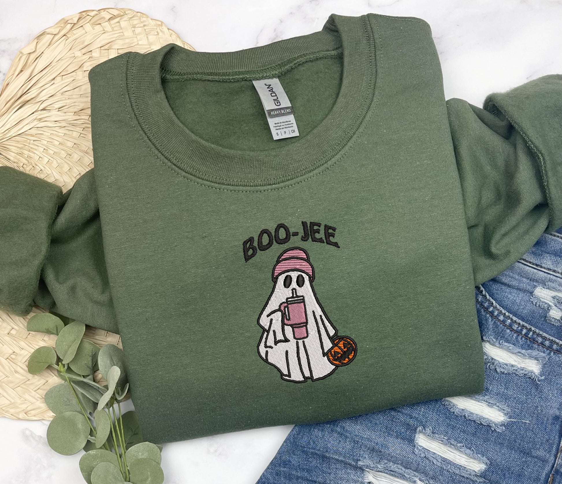 Halloween Ghost Sweatshirt, Boo Jee Ghost, Embroidered Ghost Sweatshirt, Spooky Ghost Hoodie, Spooky Season Ghost Sweater, Halloween Gifts